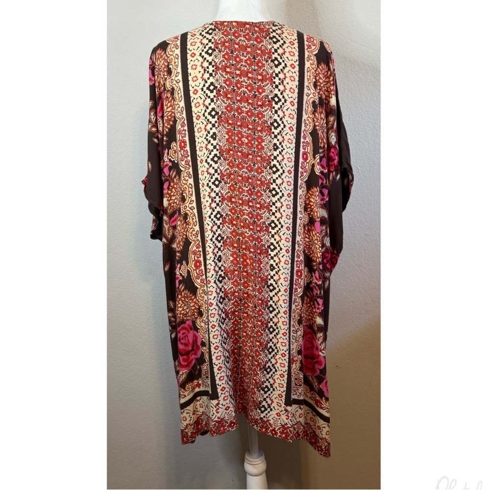 Angie Floral Print Kimono Cover Up Open Front Boho Beach Lightweight Size MED - Picture 6 of 8